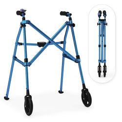 VERPAL Lightweight and Foldable Rolling Walker for Seniors, Adjustable Height Folding Walkers with 8" Front Wheels for Adults, Blue