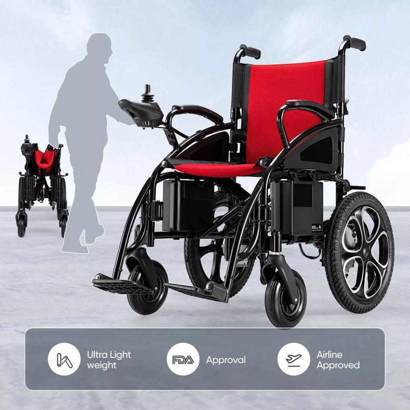 2PCS Battery Foldable Electric Wheelchair All Terrain Heavy Duty Electric Wheel