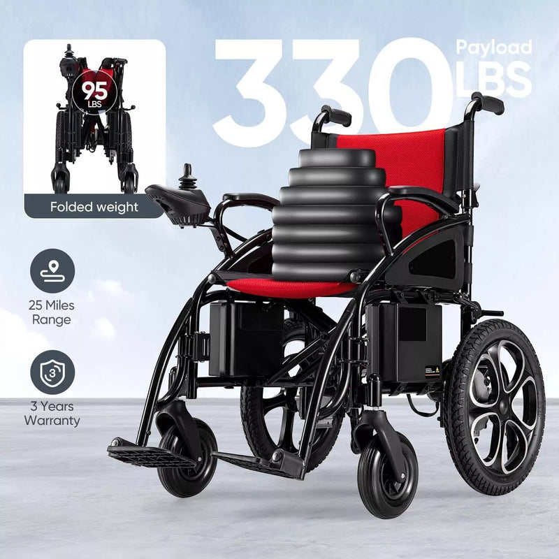 2PCS Battery Foldable Electric Wheelchair All Terrain Heavy Duty Electric Wheel