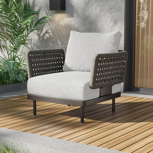 Cottinch Patio Furniture Single Sofa All-Weather Rattan Armchair Sofa with Cushions,Modular Sofa,Gray