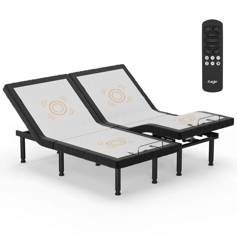 Raffle Pinker Adjustable Bed Frame Split King Power Bed Base Frame with Massage,Remote Controls,Silent Dual Motors