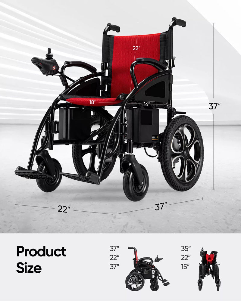 2PCS Battery Foldable Electric Wheelchair All Terrain Heavy Duty Electric Wheel