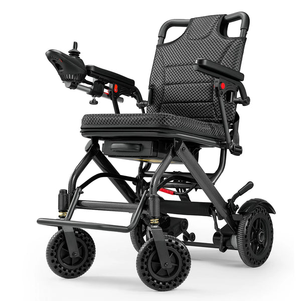 Furgle Lightweight Electric Power Wheelchair Only 36lbs,Foldable All Terrain Motorized Wheelchair Support 220lbs,Travel Size,Black