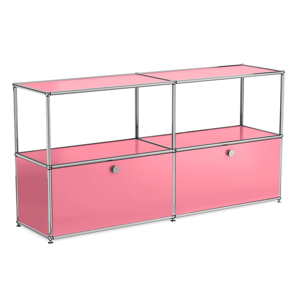 Cottinch Metal Storage Cabinet Freestanding Floor Garage Cabinets with 2 Doors and 2 Shelves for Living Room,Home Office,Pink