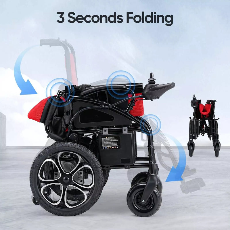 2PCS Battery Foldable Electric Wheelchair All Terrain Heavy Duty Electric Wheel