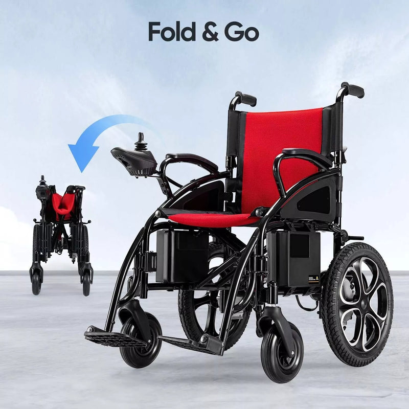 2PCS Battery Foldable Electric Wheelchair All Terrain Heavy Duty Electric Wheel