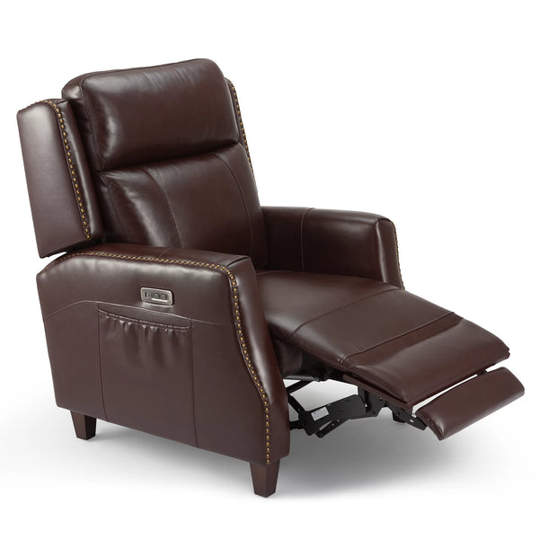 Cottinch Electric Power Recliner Chair Modern Upholstered Genuine Leather Reacliner Sofa Comfortable