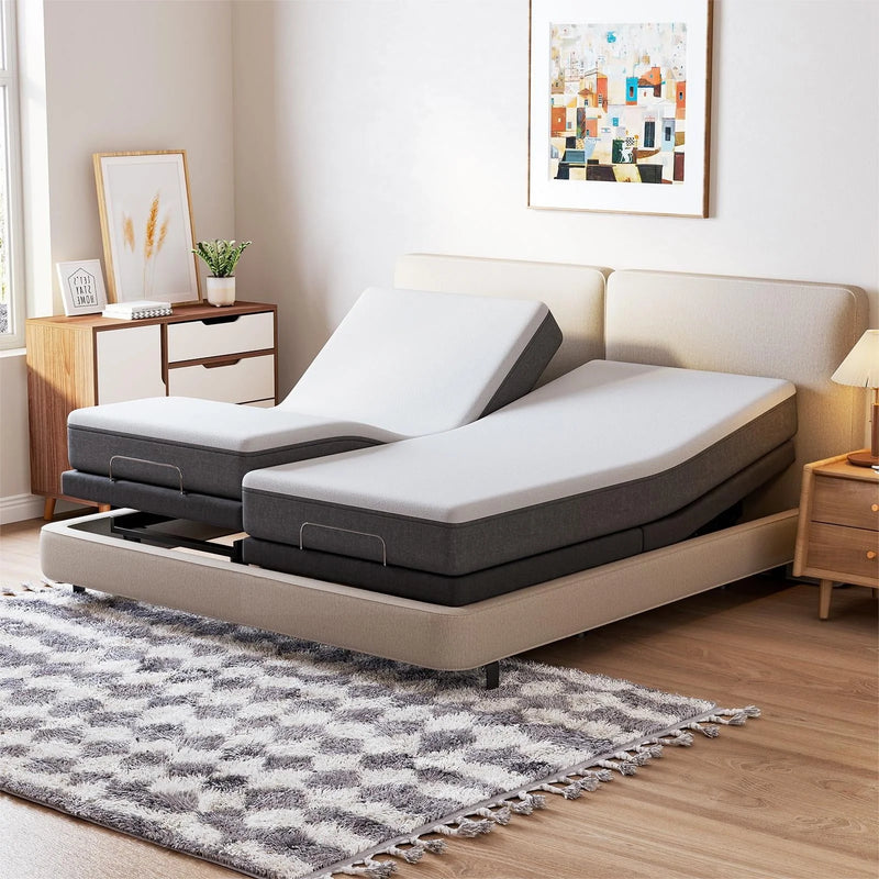 Raffle Pinker Adjustable Bed Frame Split King Power Adjustable Bed Base,Dual Motors,Wireless Remote,Zero Gravity,No Mattress