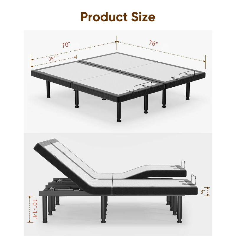 Raffle Pinker Adjustable Bed Frame Split King Power Adjustable Bed Base,Dual Motors,Wireless Remote,Zero Gravity,No Mattress