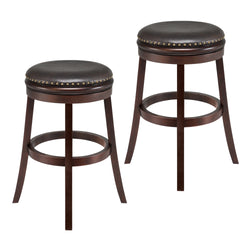 Cottinch 25" Backless Counter Height Bar Stools, PU Leather Swivel Stools for Dining Room, Kitchen Bar, Set of 2, Rosewood