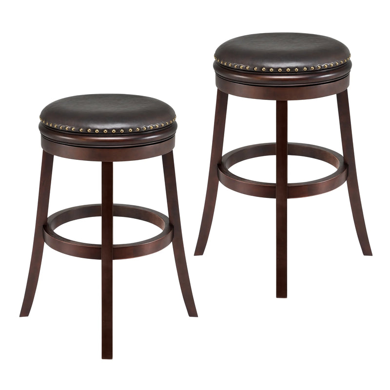 Cottinch 25" Backless Counter Height Bar Stools, PU Leather Swivel Stools for Dining Room, Kitchen Bar, Set of 2, Rosewood