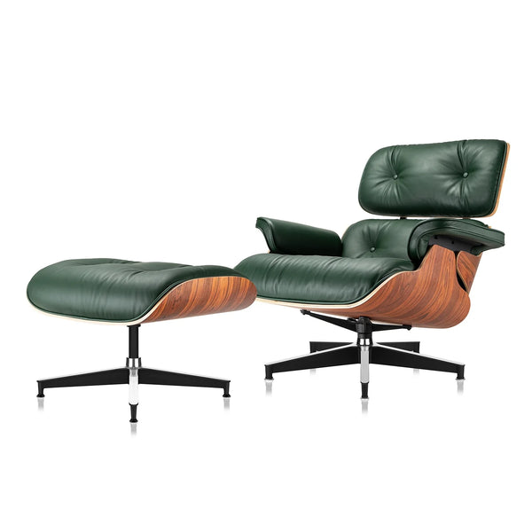 eChamp Mid Century Lounge Chair and Ottoman, Chaise Lounge Chair, Top Grain Leather Sofa for Living Room, Office, Study