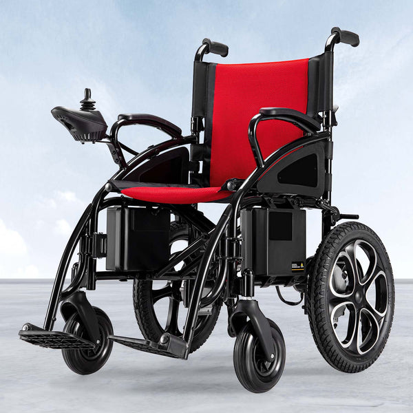 Furgle Electric Powered Wheelchair Foldable Lightweight Motorized Wheelchairs for Adults Seniors,All Terrain,Support 330lbs,25 Miles Longer Range,Red