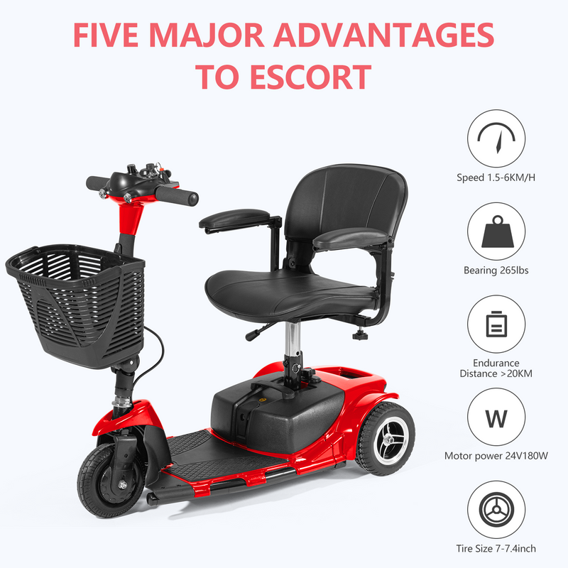 3 Wheel Mobility Scooter Electric Powered Mobile Folding Wheelchairs For Adult