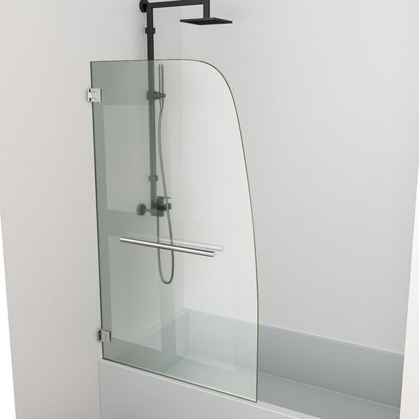 Cottinch 34"W x 58"H Hinged Frameless Tub Door,Clear Glass, Chrome