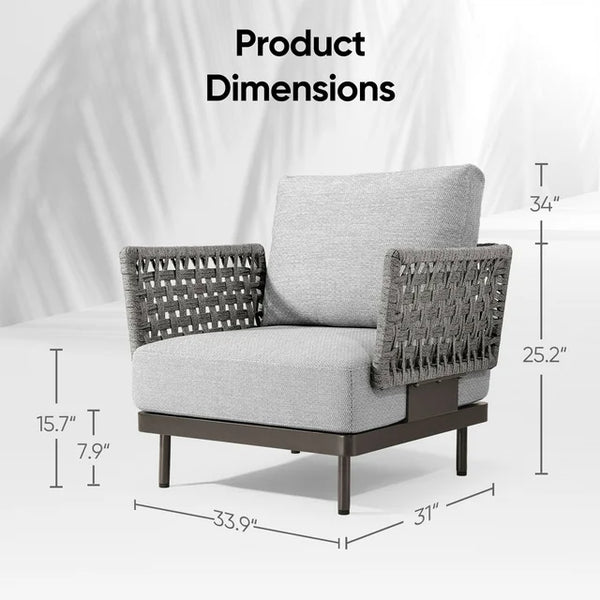 Cottinch Patio Furniture Single Sofa All-Weather Rattan Armchair Sofa with Cushions,Modular Sofa,Gray