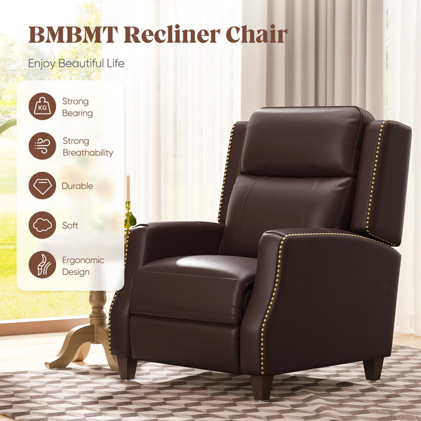 Cottinch Electric Power Recliner Chair Modern Upholstered Genuine Leather Reacliner Sofa Comfortable