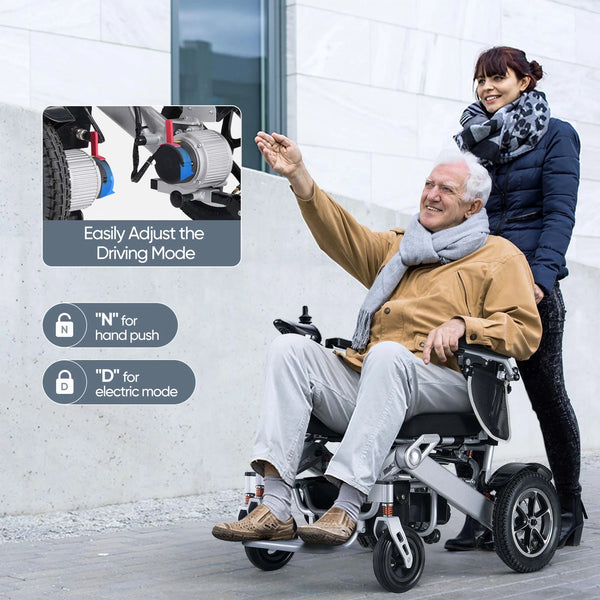 VERPAL Electric Wheelchair for Adult 300 lbs,Lightweight Foldable Motorized Power Wheelchairs Mobility Scooter,500W Dual Motors,15 Miles Range,Intelligent Brakes,All Terrain,Silver