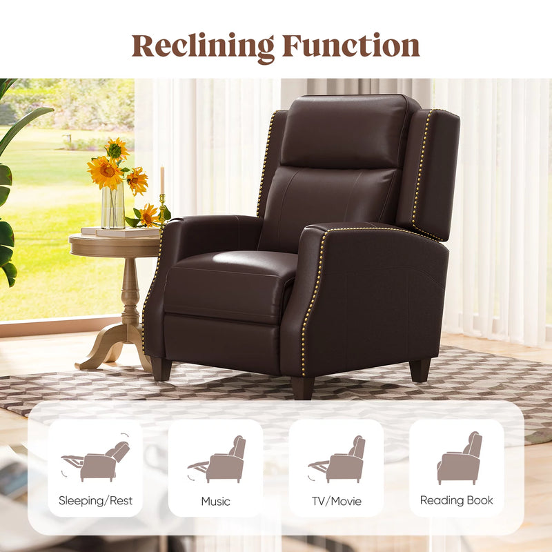 Cottinch Electric Power Recliner Chair Modern Upholstered Genuine Leather Reacliner Sofa Comfortable