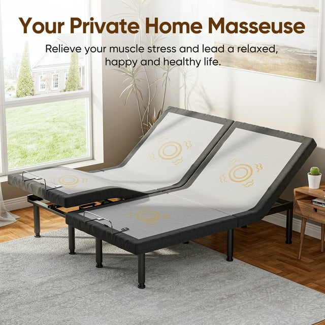 Cottinch Adjustable Bed Base Frame Split King for Stress Management with Massage, Remote Control