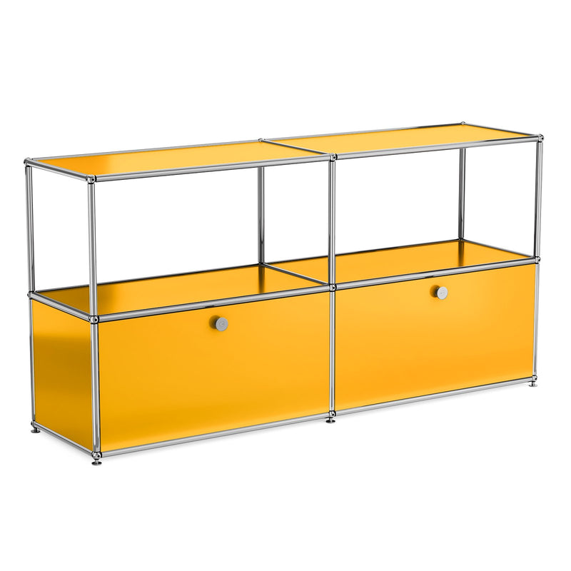 Cottinch Metal Storage Cabinet Freestanding Floor Garage Cabinets with 2 Doors and 2 Shelves for Living Room,Home Office,Yellow