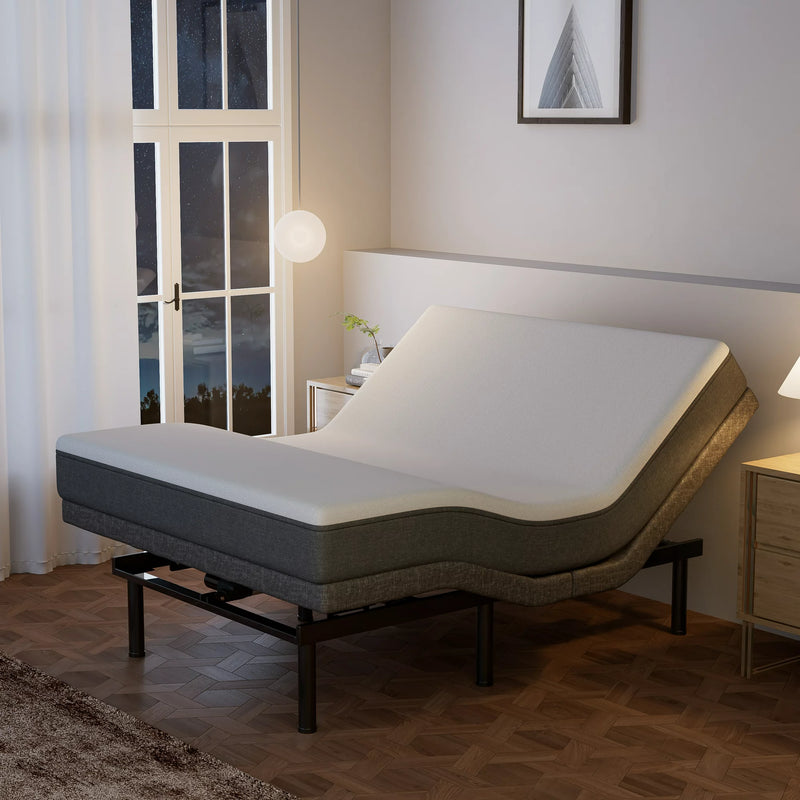 Cottinch Adjustable Bed Base Frame Queen Size for Stress Management with Massage, Remote Control
