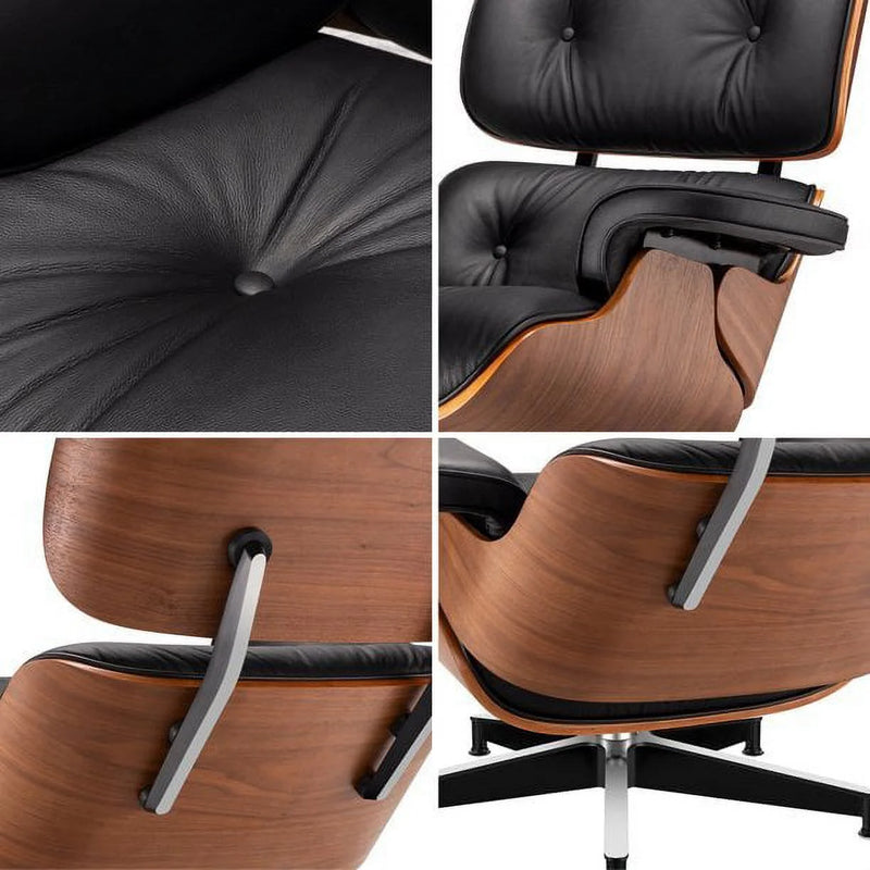 Lounge Chair, Mid Century Lounge Chair,Top Grain Leather Sofa for Living Room, Indoor Modern Lounge Chair and Ottoman Set, Chaise Lounge for Office, Study