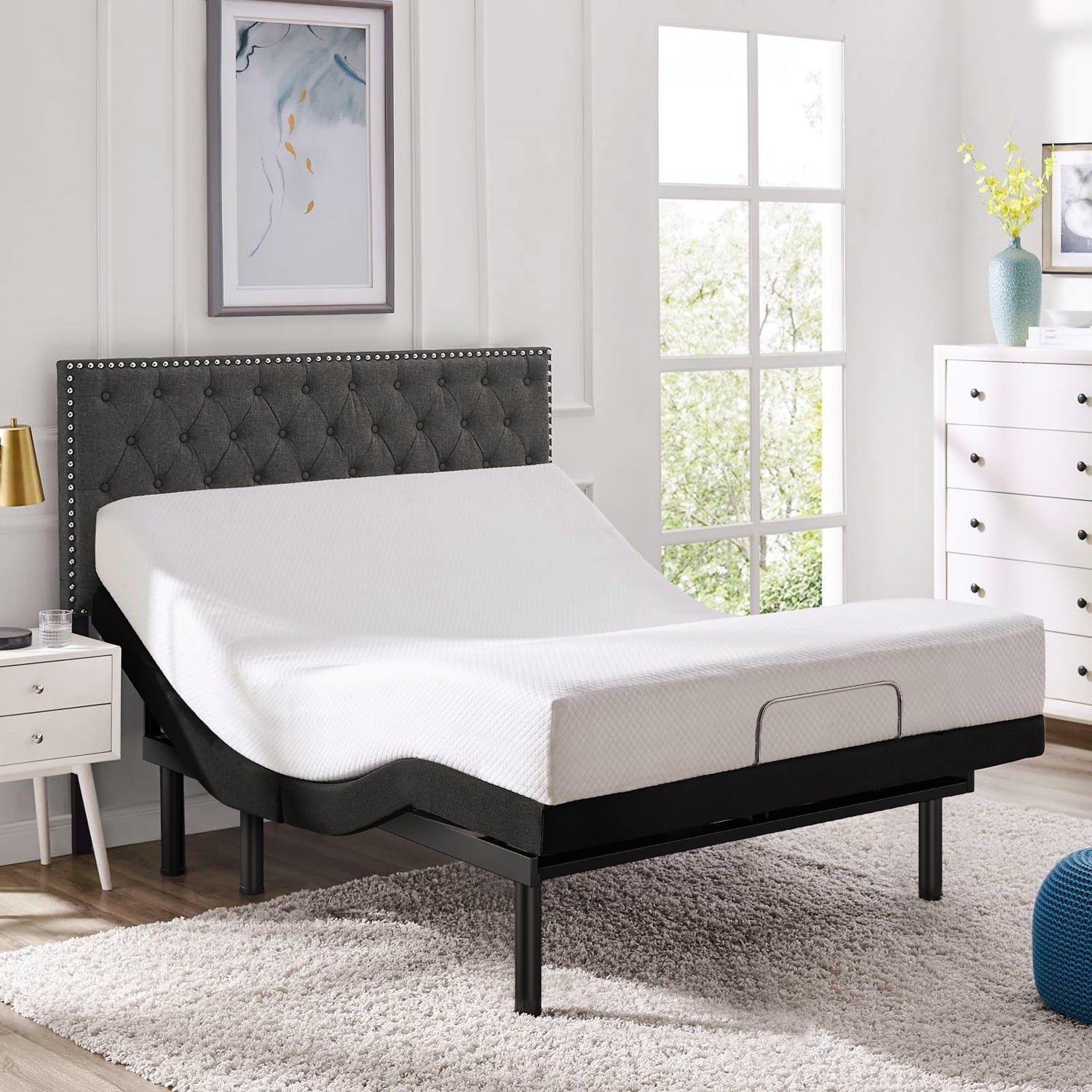 Cottinch Adjustable Bed Base Frame Twin-XL for Stress Management with  Massage, Remote Control 