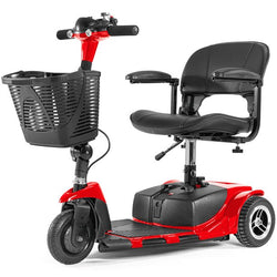 1inchome 3 Wheel Mobility Scooter for Seniors, Electric Folding Powered Mobile Wheelchair Device for Adults, Long Range Power Extended Battery with Charger and Basket Included, Red - furglestore