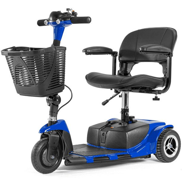 1inchome 3 Wheel Mobility Scooter for Seniors, Electric Folding Powered Mobile Wheelchair Device for Adults, Long Range Power Extended Battery with Charger and Basket Included, Blue - furglestore